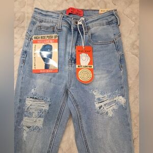 New Stunning-Wax Jean Women's Light Blue Distressed Jeans-size 0-24